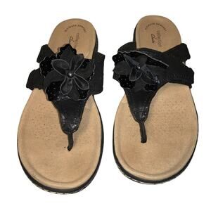 Clarks Laurieann Gemma Sandal Womens 7 Black Flower Classic Timeless Adjustable